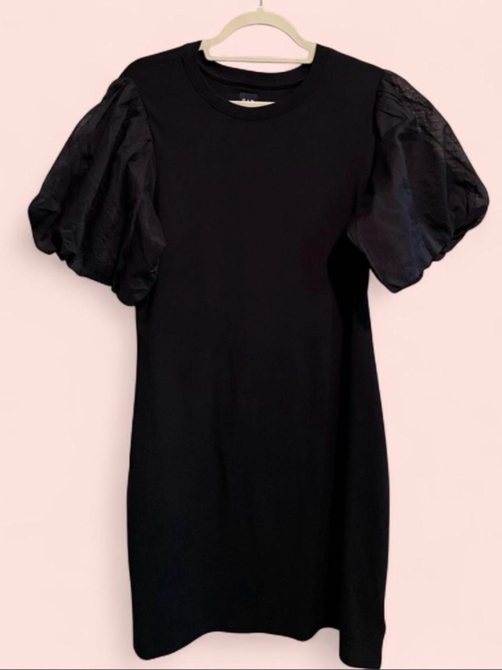 Gap Puff Sleeve Mixed Media Mini Dress (XL)
